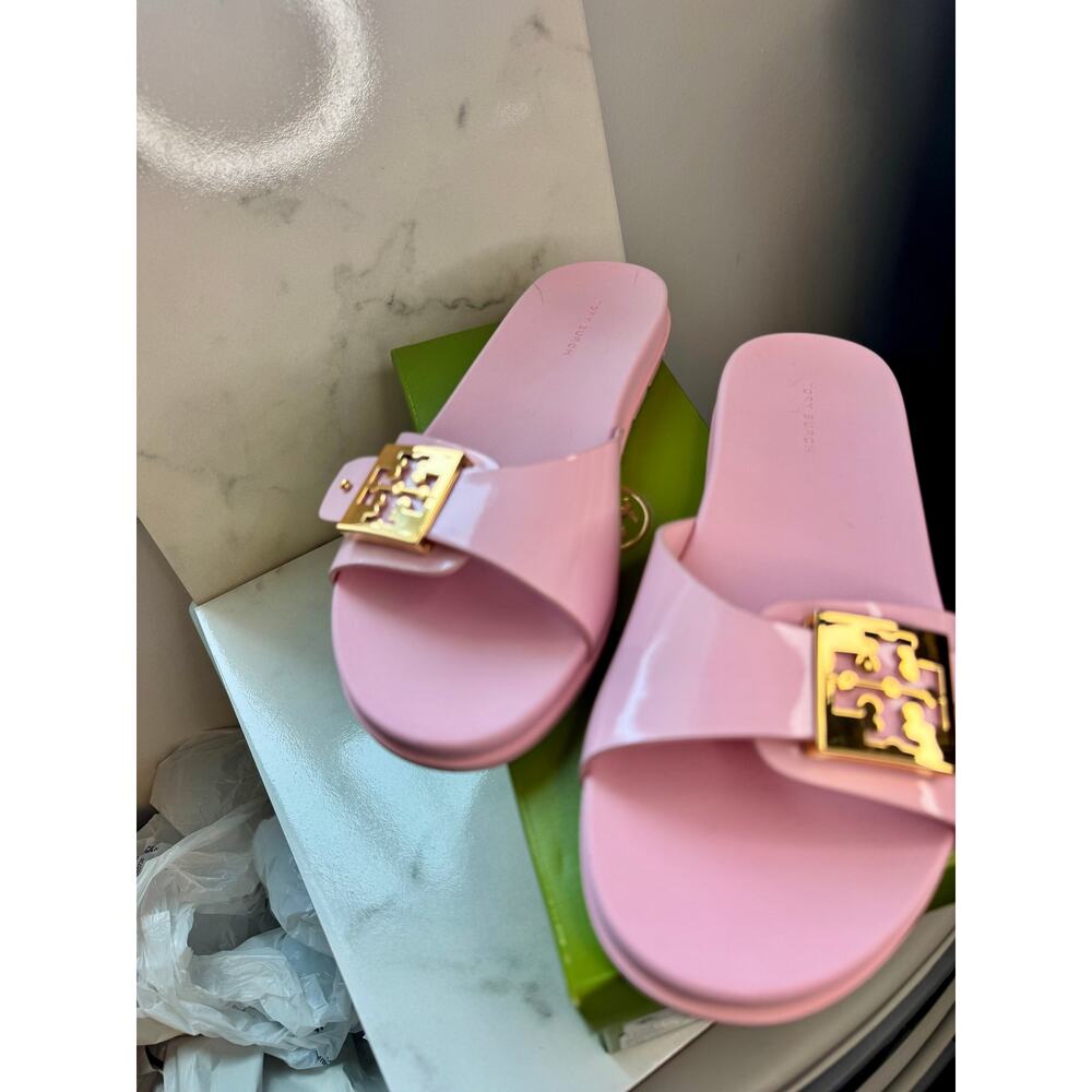 Tory Burch - Women's Buckle Slide Pink Patent - 8 - Picture 4 of 6